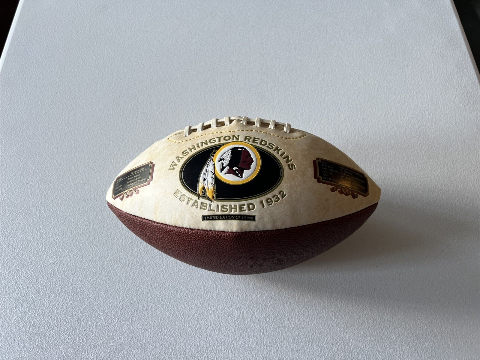 Washington Redskins Limited Edition Fotoball Football of 10,000 Redskins Logo