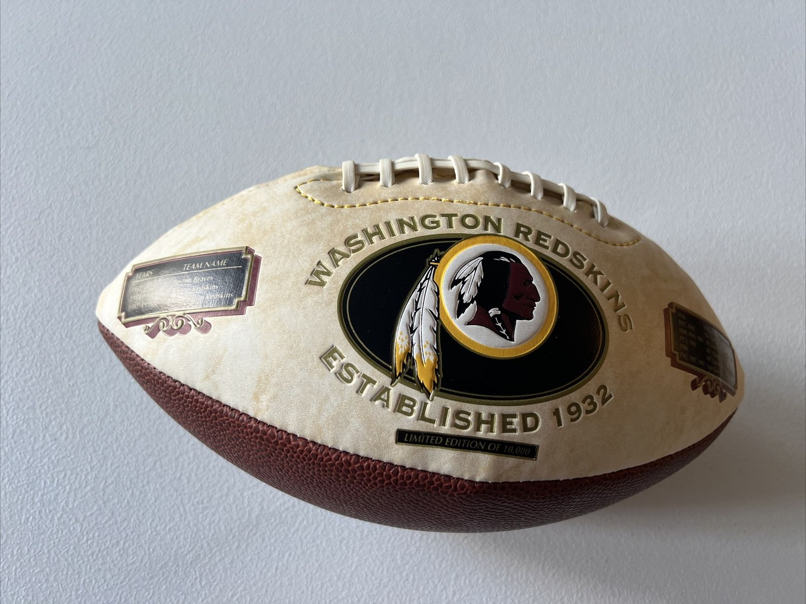 Washington Redskins Limited Edition Fotoball Football of 10,000 Redskins Logo