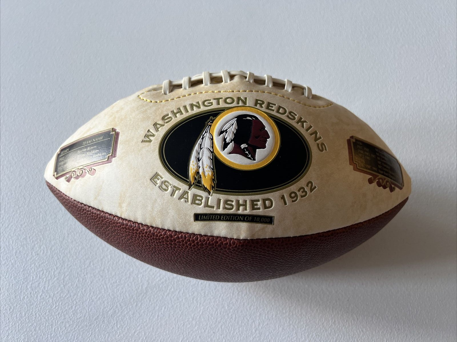 Washington Redskins Limited Edition Fotoball Football of 10,000 Redskins Logo