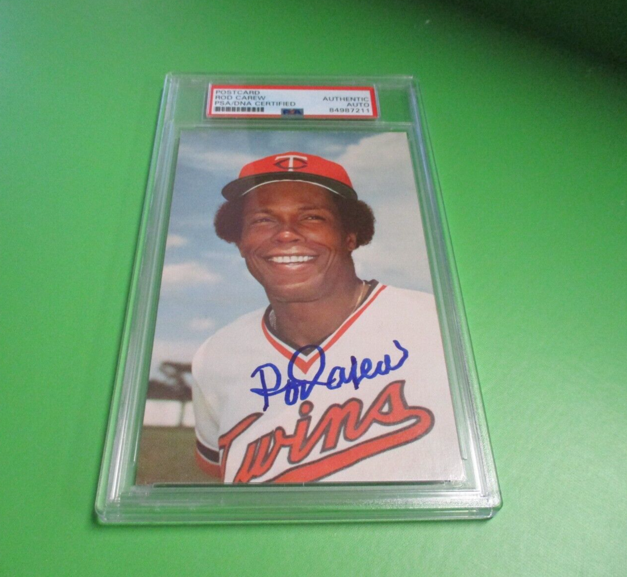 Rod Carew Minnesota Twins Autographed Signed 1978 Twins 3x5 Post Card PSA Slab