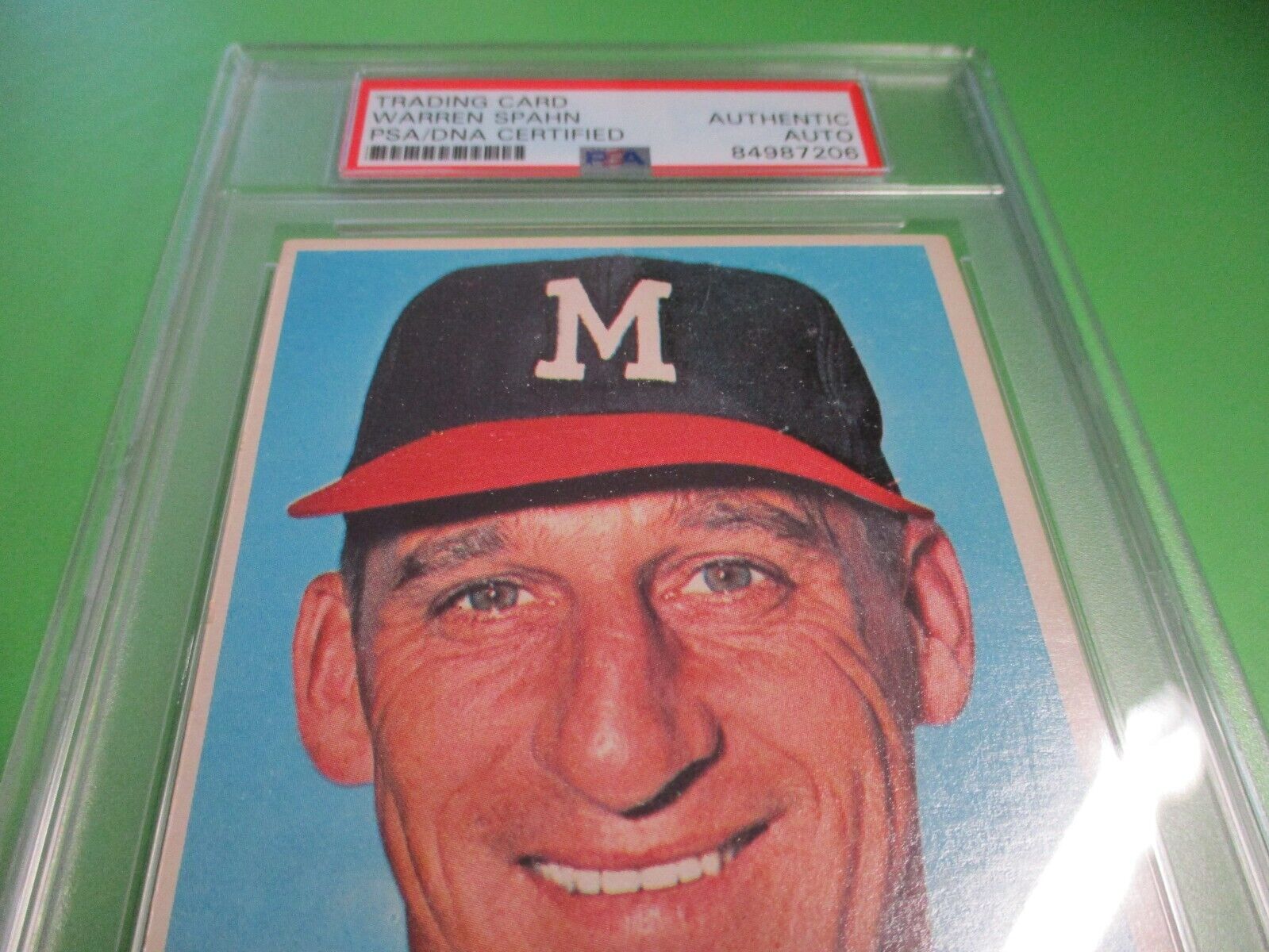 Warren Spahn Milwaukee Autographed Signed 1964 Topps Giant Card #31 PSA Slab