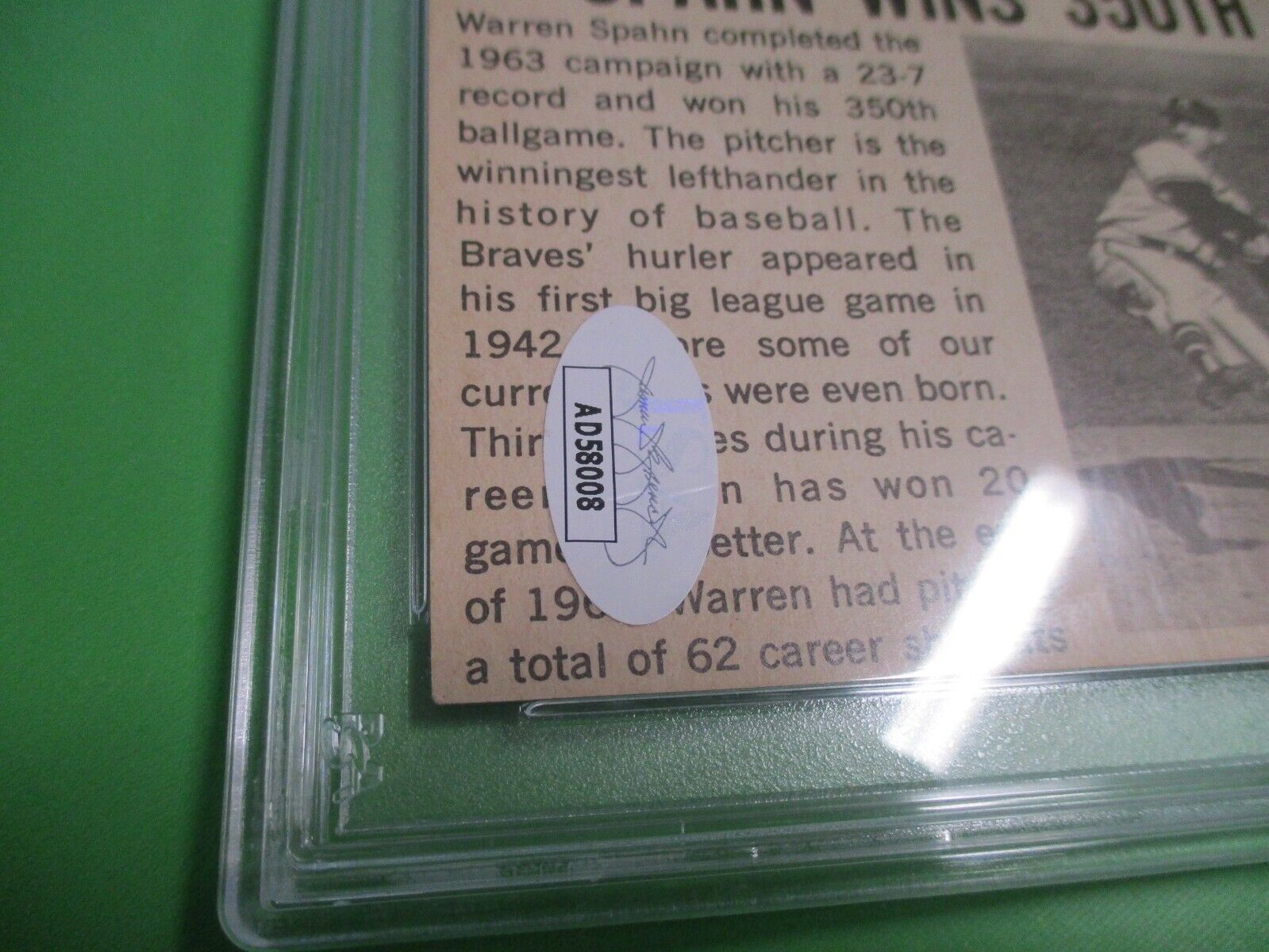 Warren Spahn Milwaukee Autographed Signed 1964 Topps Giant Card #31 PSA Slab