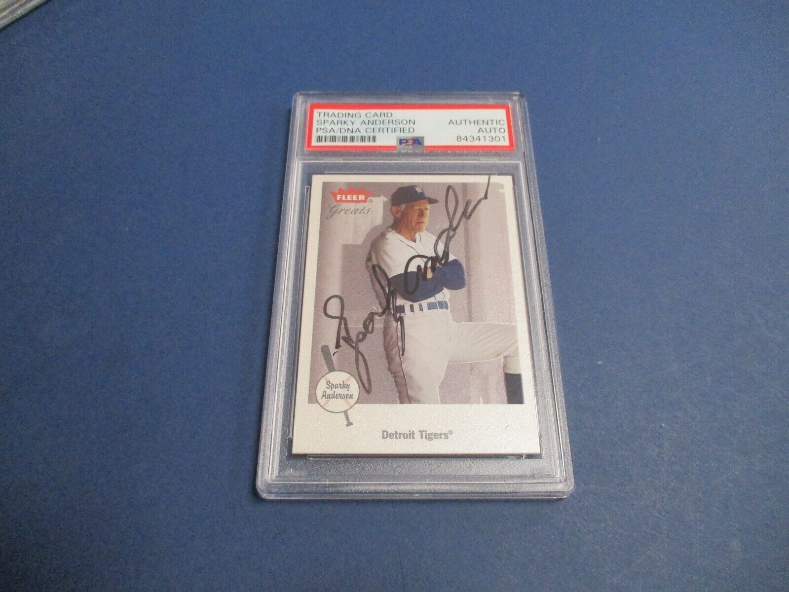 Sparky Anderson MLB Tigers Autographed Signed 2002 Fleer Great Card #71 PSA Slab