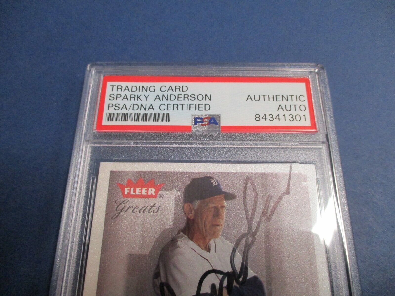 Sparky Anderson MLB Tigers Autographed Signed 2002 Fleer Great Card #71 PSA Slab