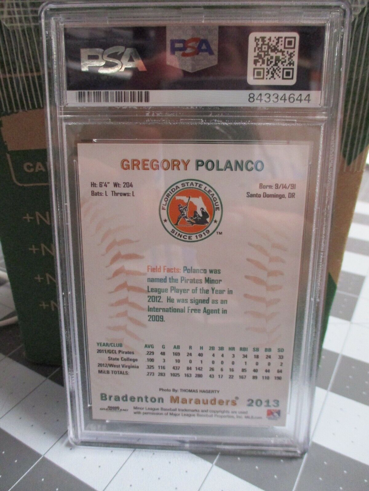 Gregory Polanco Autographed 2013 FSL Top Prospect Card Signed PSA 84334644