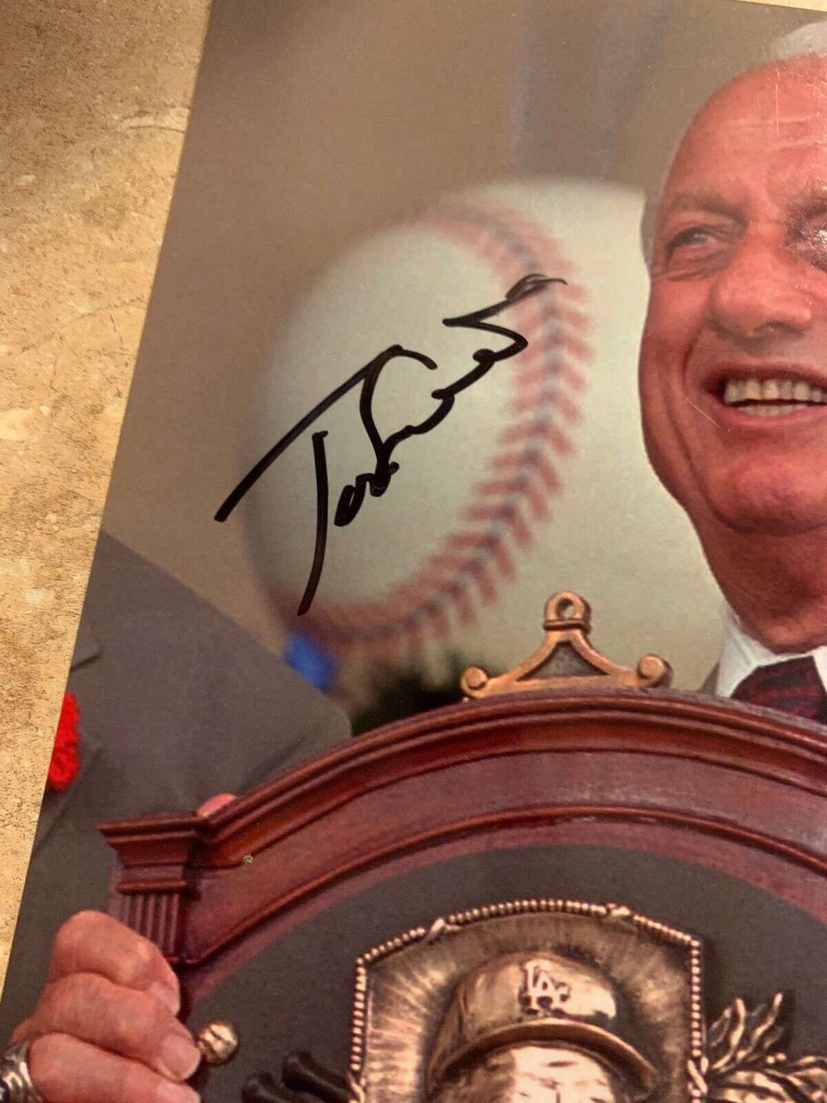 Tom Lasorda Dodgers Autographed 8x10 Photo Hall of Fame 1997 JSA COA #I02996