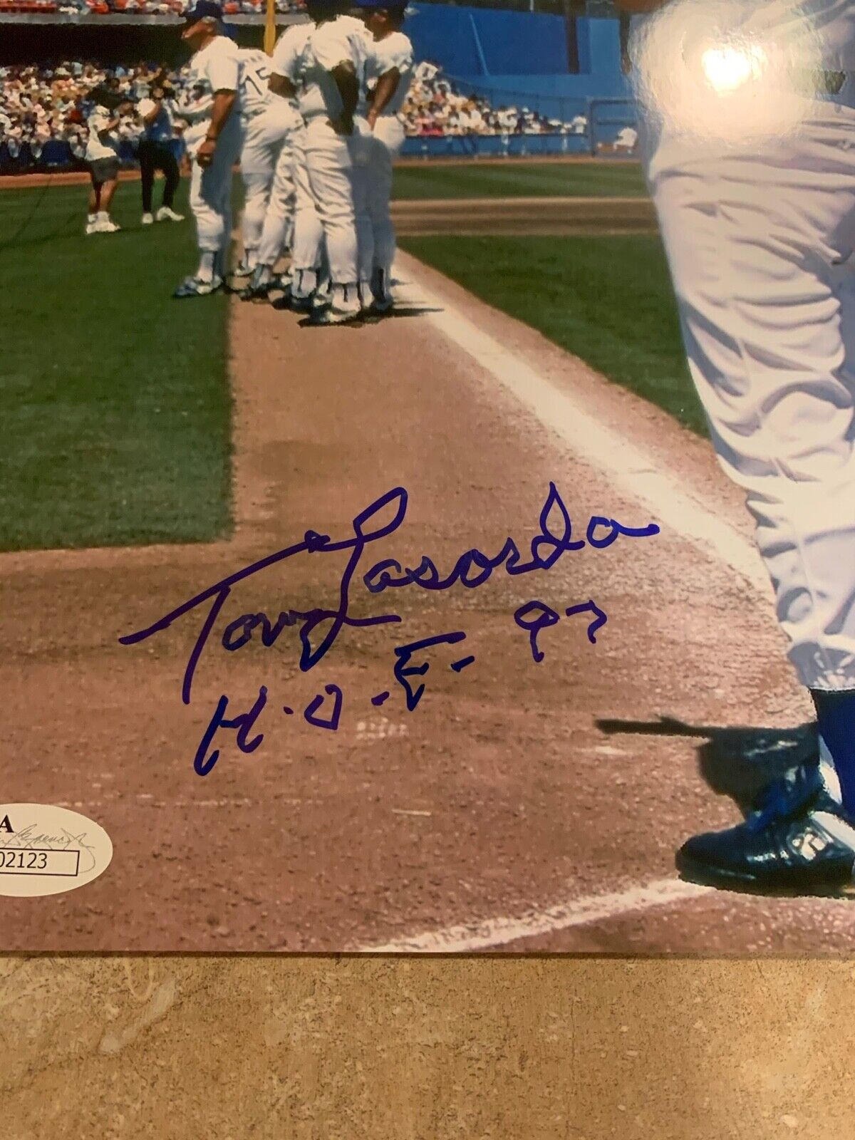 Tom Lasorda Signed Photo Brooklyn Dodgers Hall of Famer 1997 JSA COA #R02123