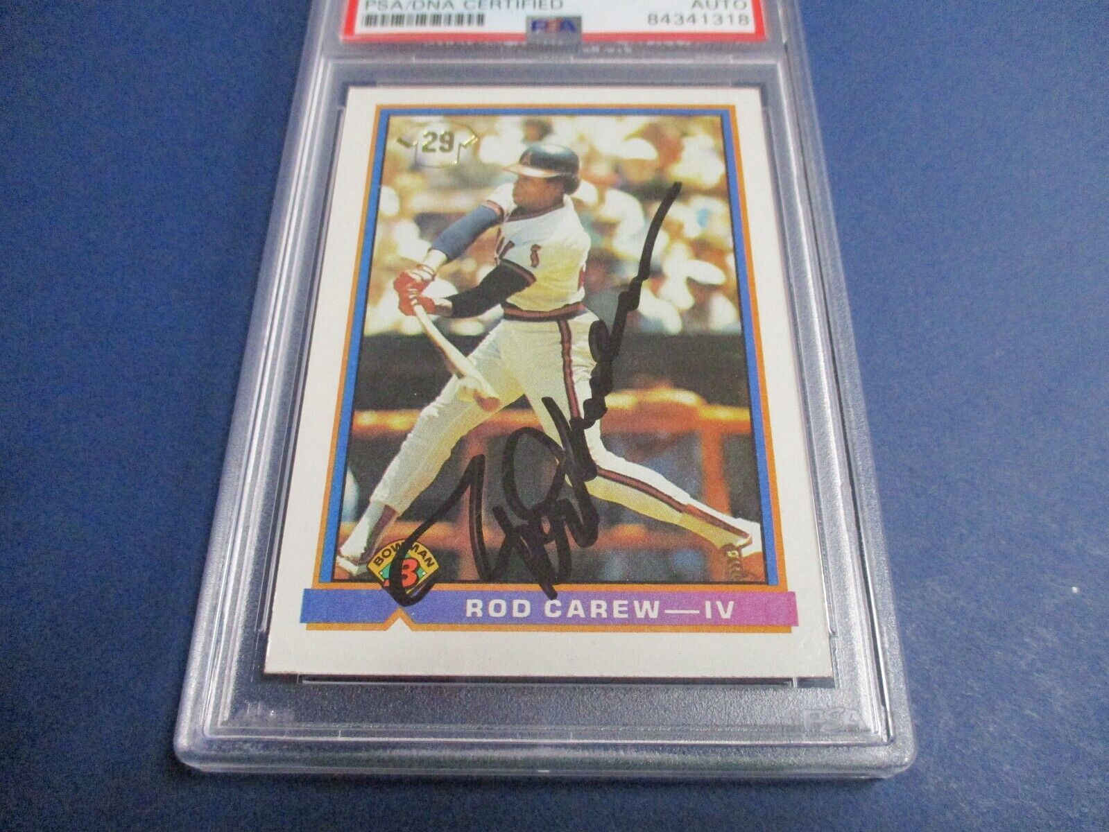 Rod Carew Angels Autographed Signed 1991 Bowman Card #4 PSA Slab