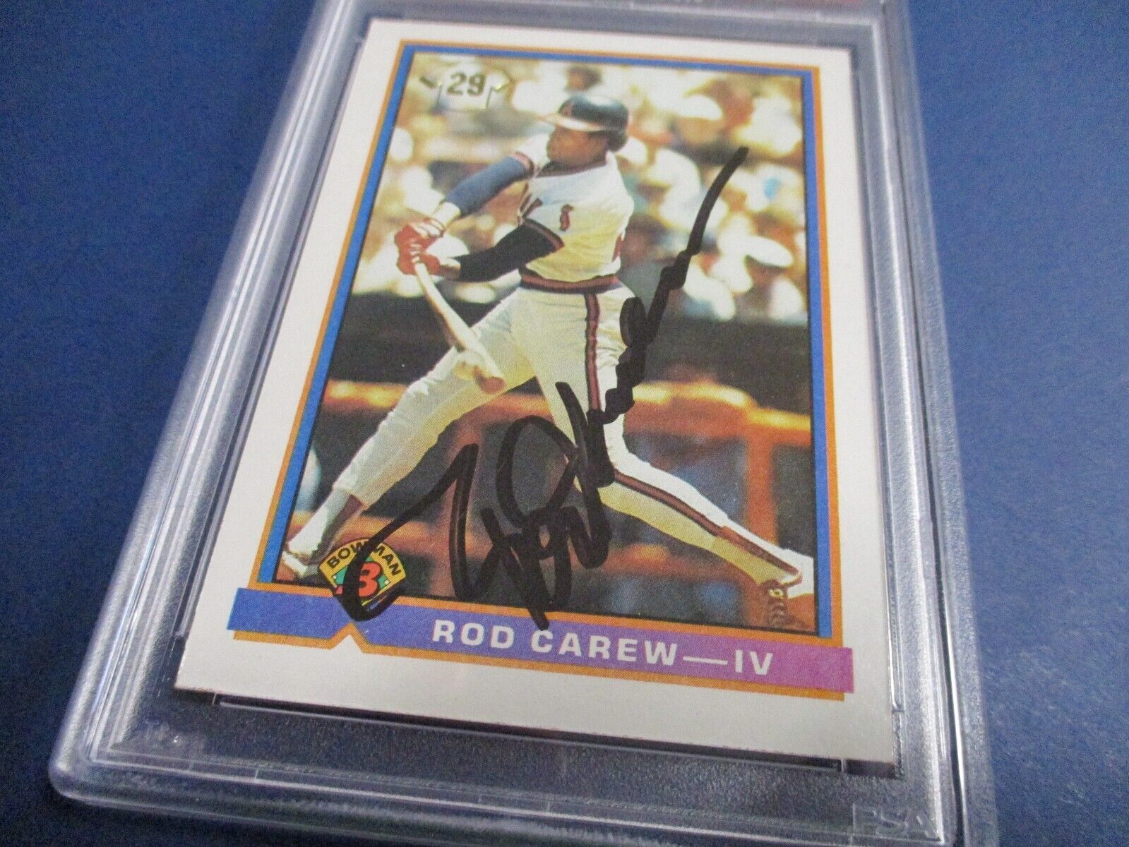 Rod Carew Angels Autographed Signed 1991 Bowman Card #4 PSA Slab