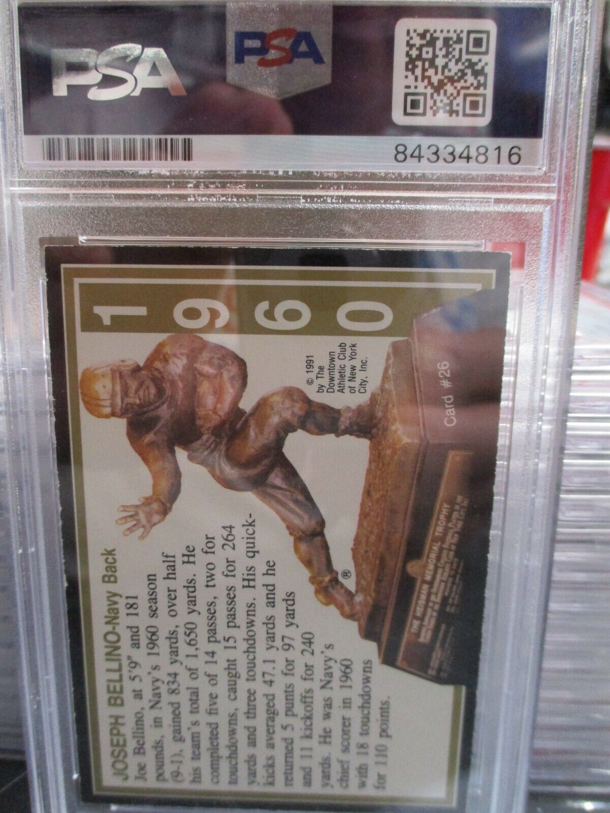 Joe Bellino Autographed 1991 Heisman Winner Beat Army Signed PSA 84334816