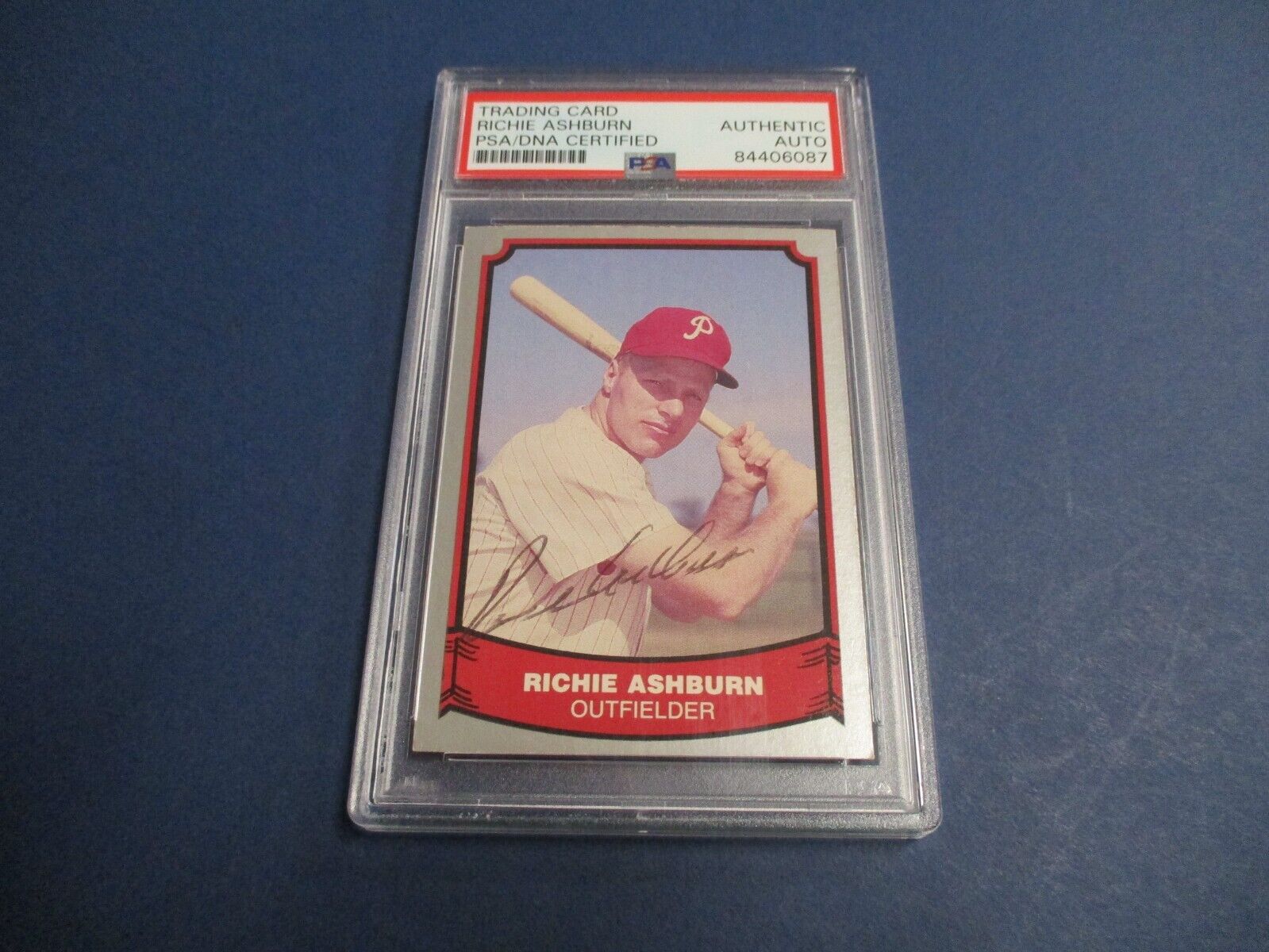 Richie Ashburn Phillies Autographed Signed 1988 Pacific Card #8 PSA Slab