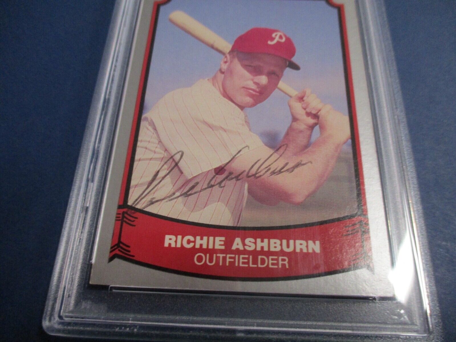 Richie Ashburn Phillies Autographed Signed 1988 Pacific Card #8 PSA Slab