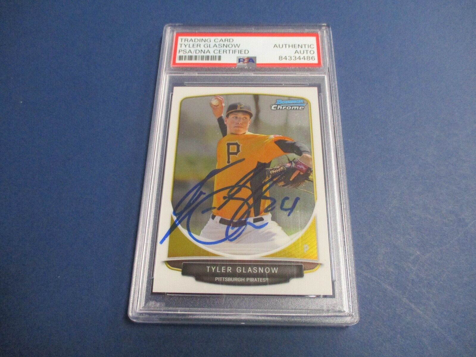 Tyler Glasnow Pirates Autographed Signed 2013 Bowman Chrome Card PSA Slab