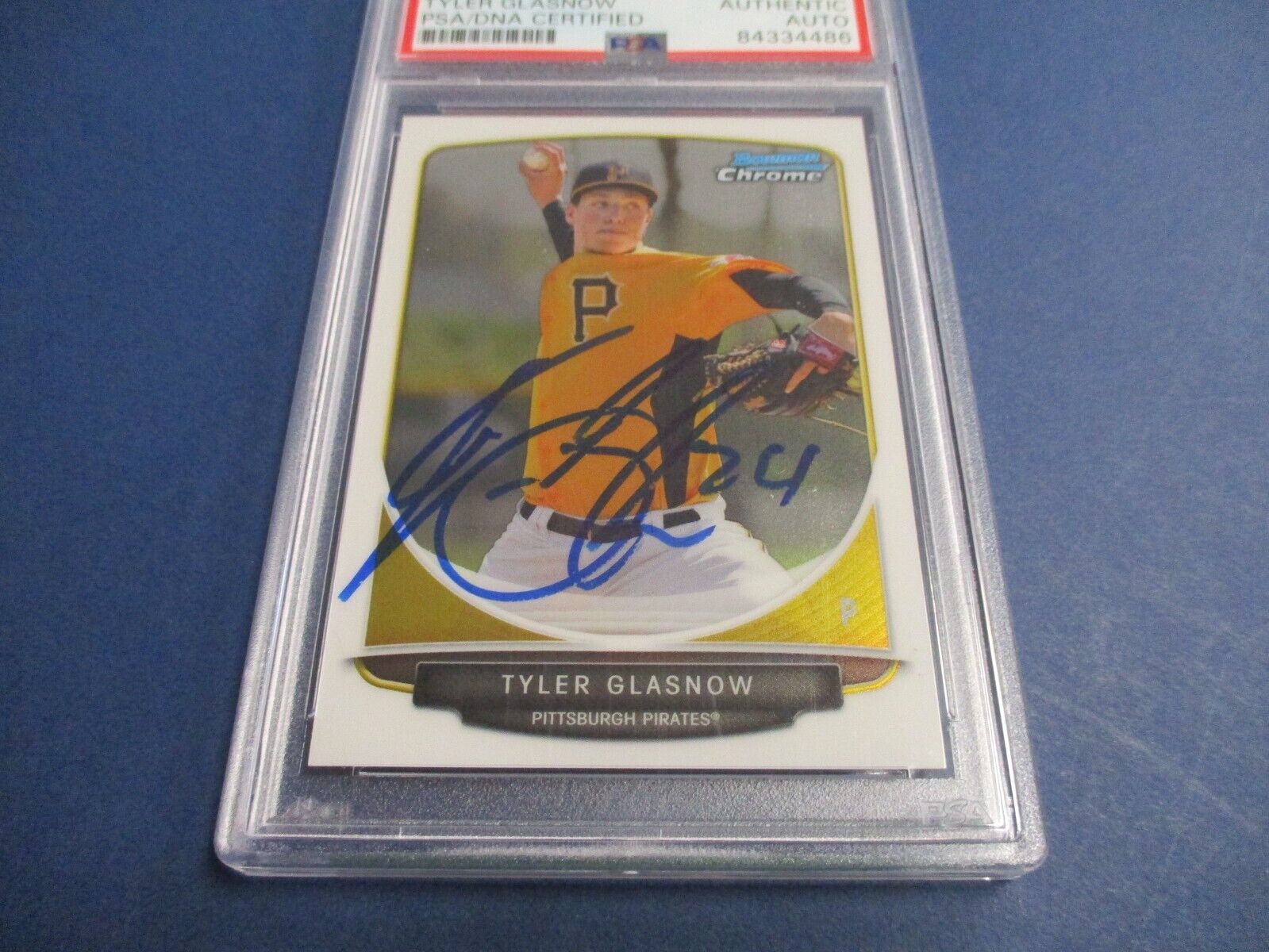 Tyler Glasnow Pirates Autographed Signed 2013 Bowman Chrome Card PSA Slab