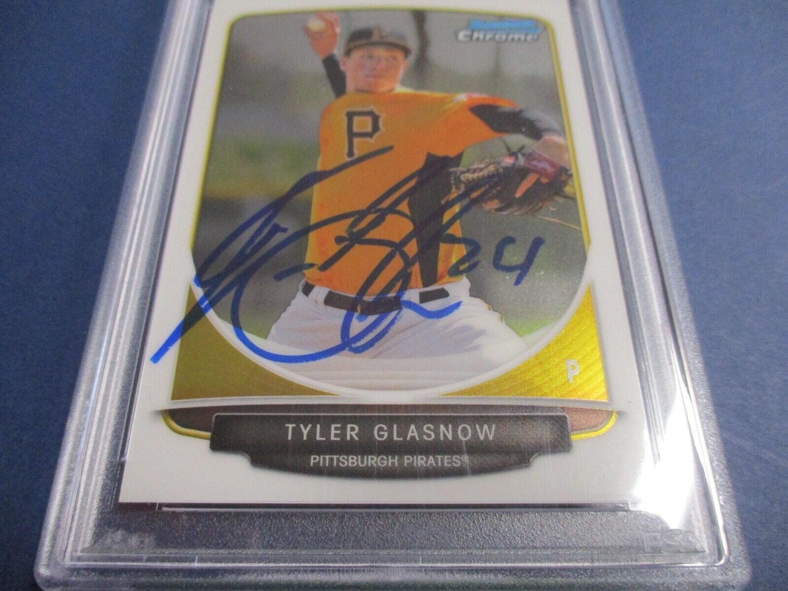 Tyler Glasnow Pirates Autographed Signed 2013 Bowman Chrome Card PSA Slab