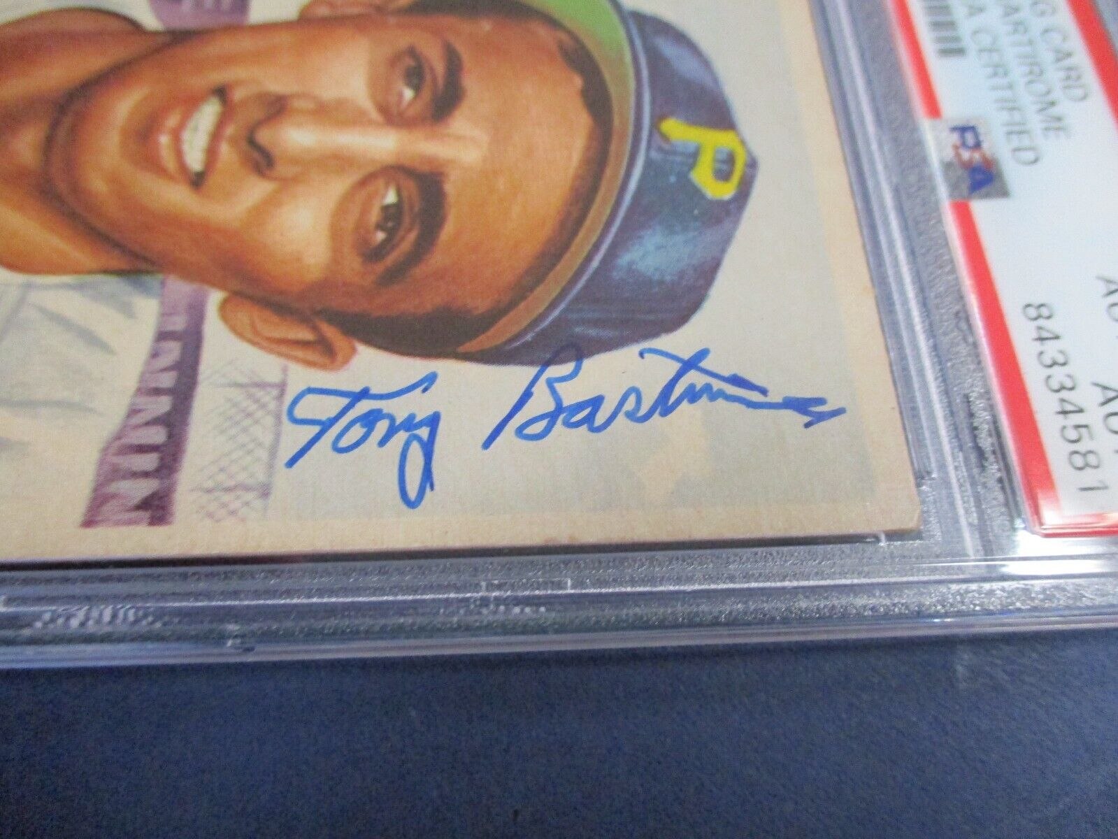 Tony Bartirome Pirates Autographed Signed 1953 Topps Baseball Card #71 PSA Slab