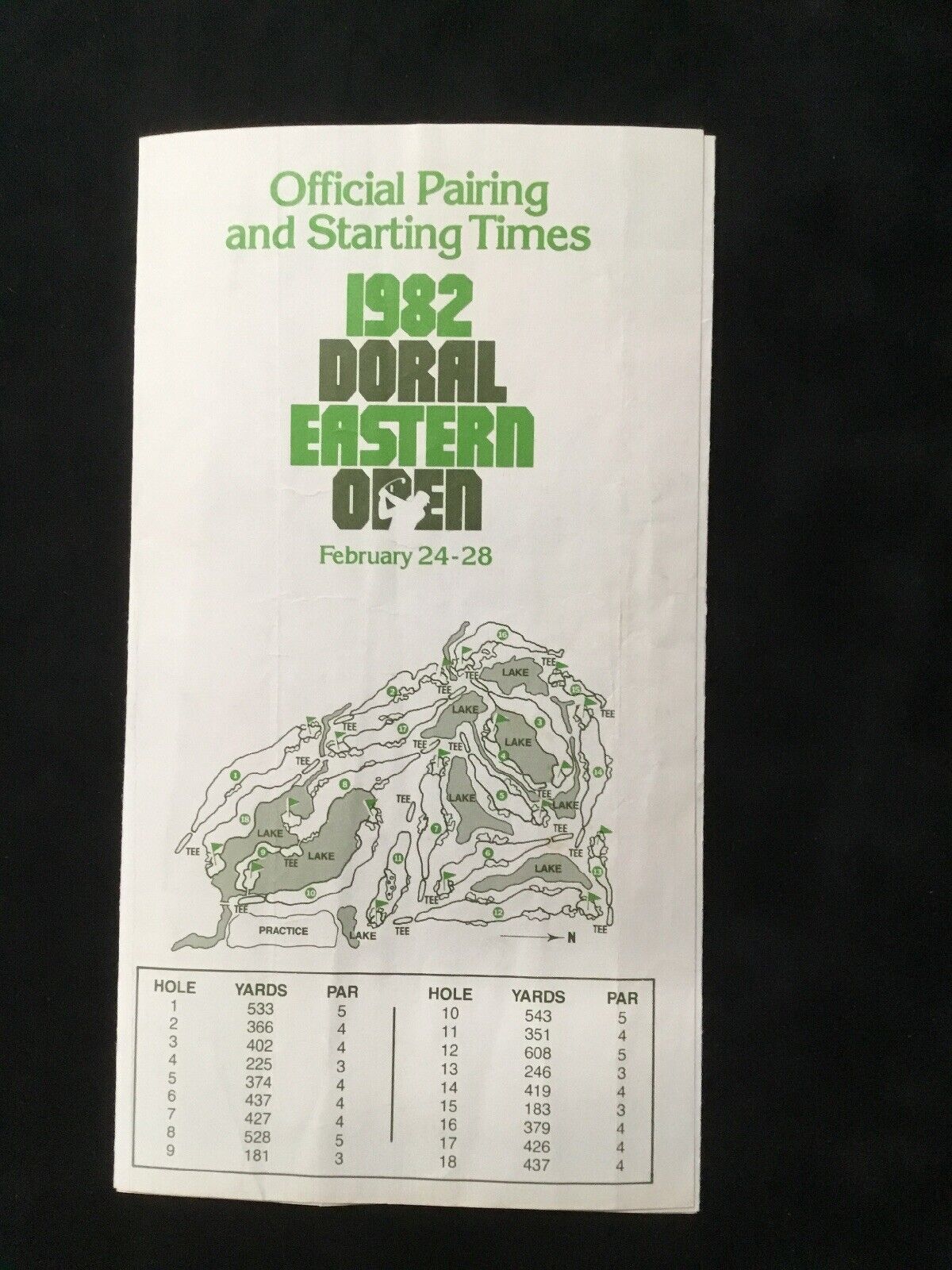 1982 Doral Eastern Open Program Includes Pairing Sheet