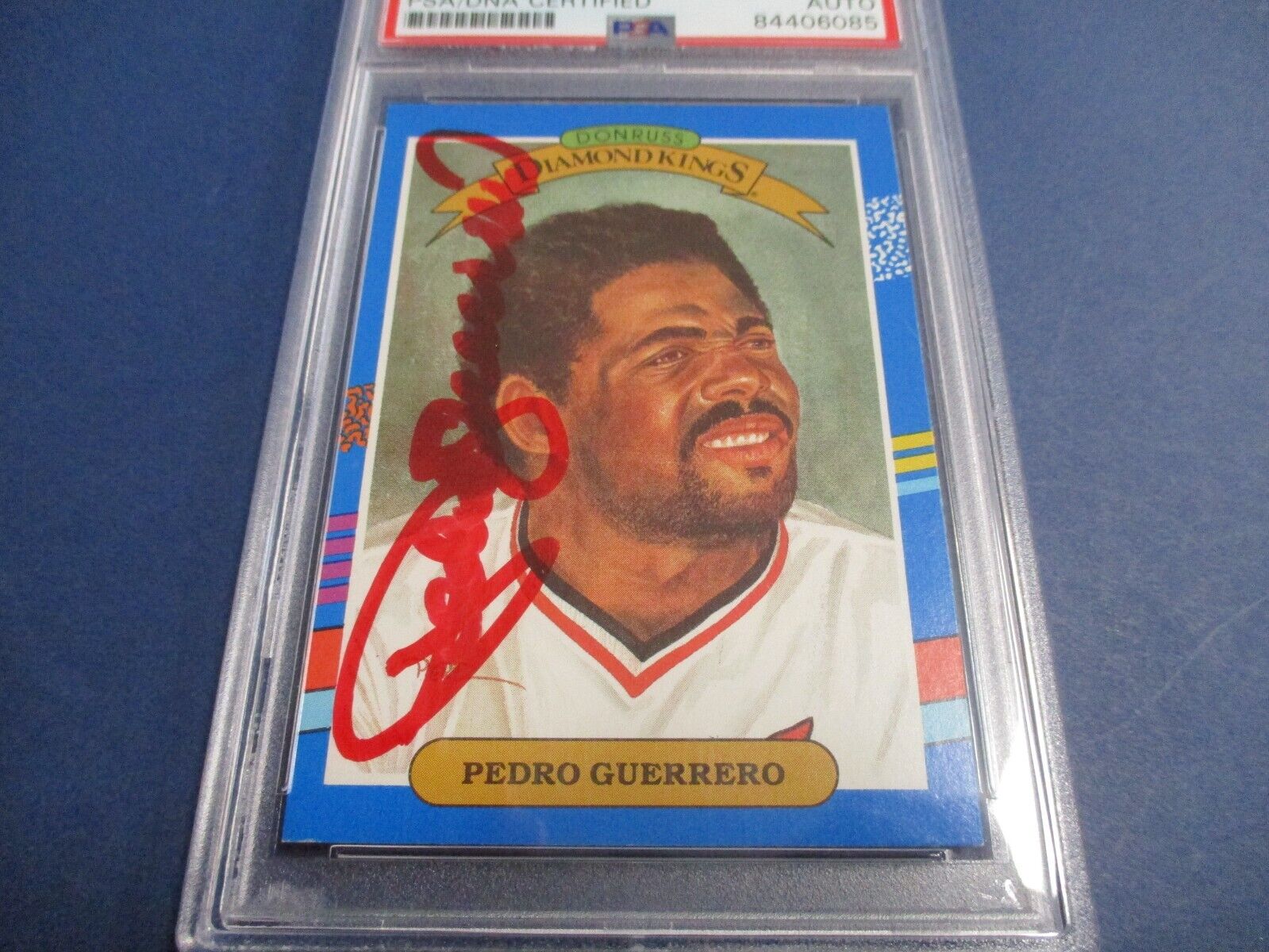 Pedro Guerrero Autographed Signed 1990 Donruss Diamond Kings Card #25 PSA Slab