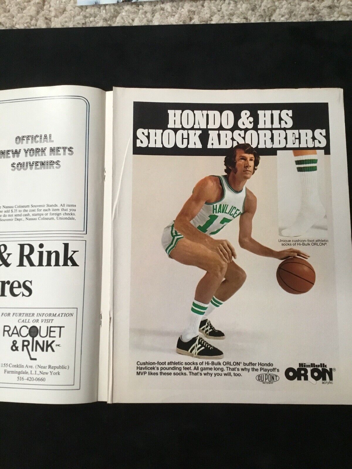 1975 New York Nets Game Program Dr J EX Vs San Antonio Spurs Scored