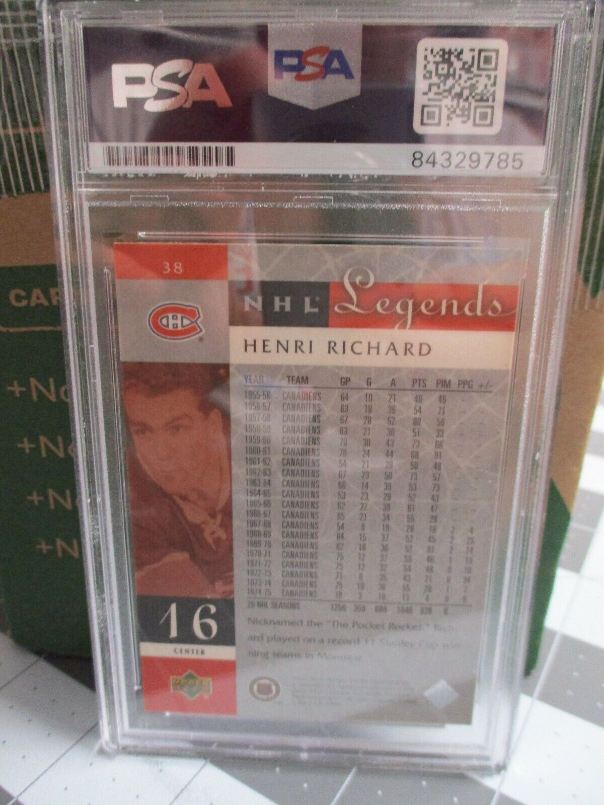 Henri Richard autographed 2001 UD Legends Card  #16 PSA SLABBED  #84329785