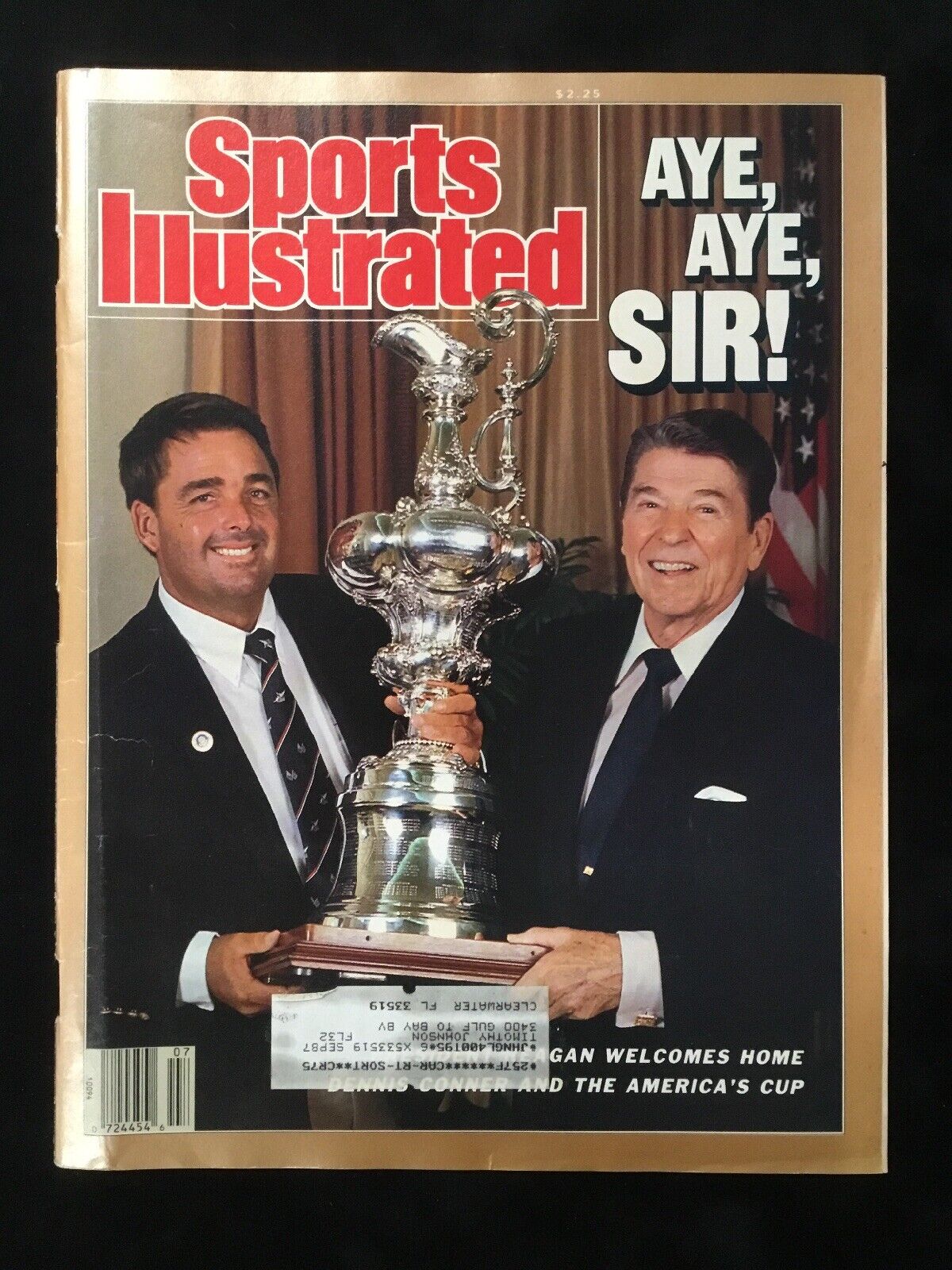 Sports Illustrated Magazine Ronald Reagan Dennis Conner Cover 1987