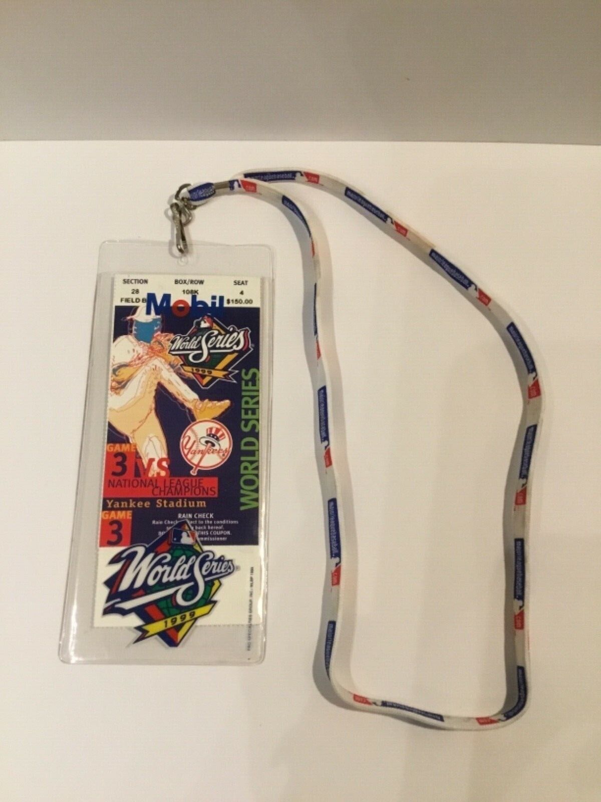 World Series Ticket 1999 Game 3 Yankees Seat 4 w Lanyard