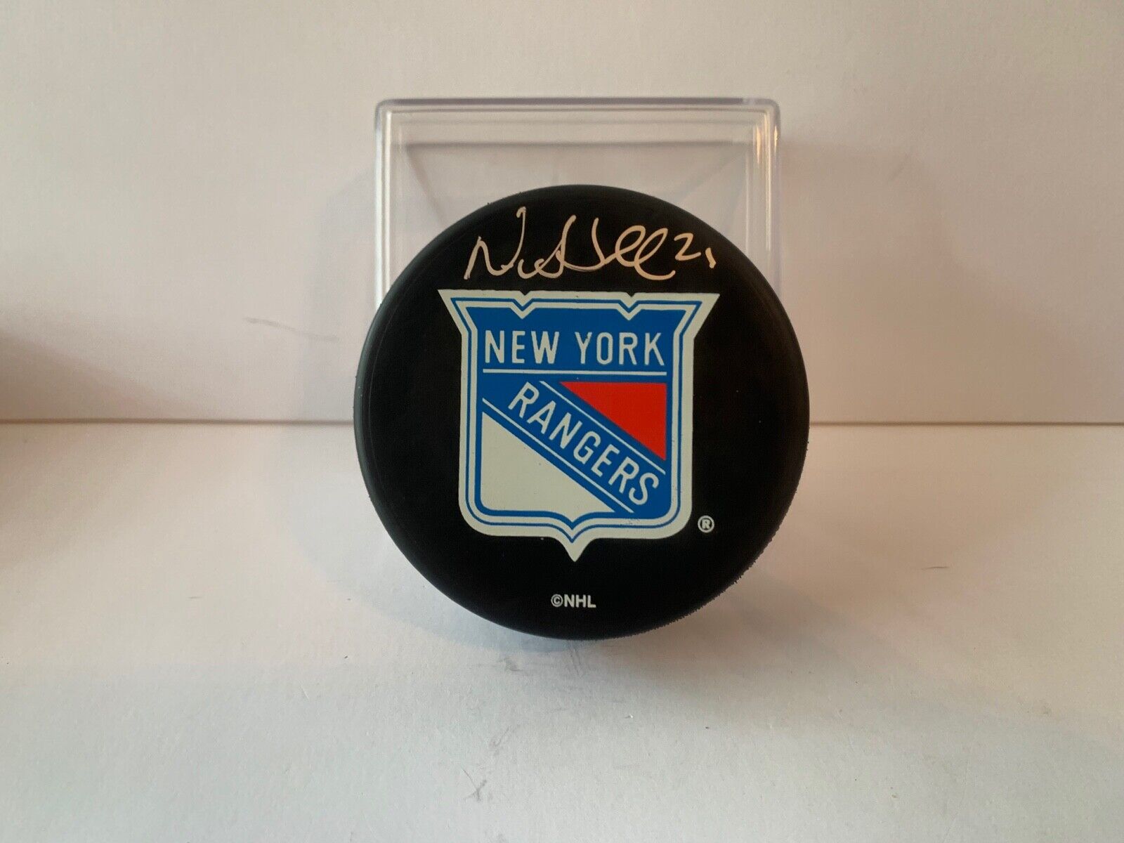 Niklas Sundstrom Autographed Official NHL Hockey Puck with New York Rangers Logo