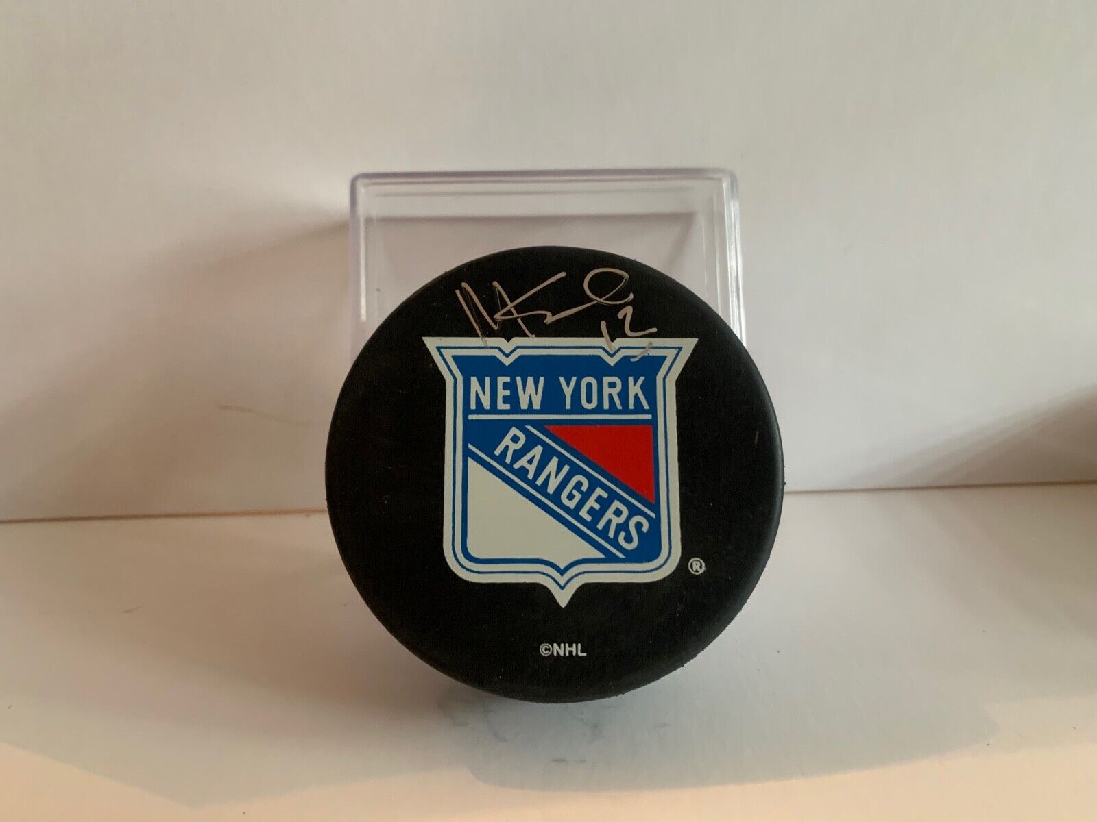 Mike Keane New York Rangers Autographed Official NHL Hockey Puck Team Logo