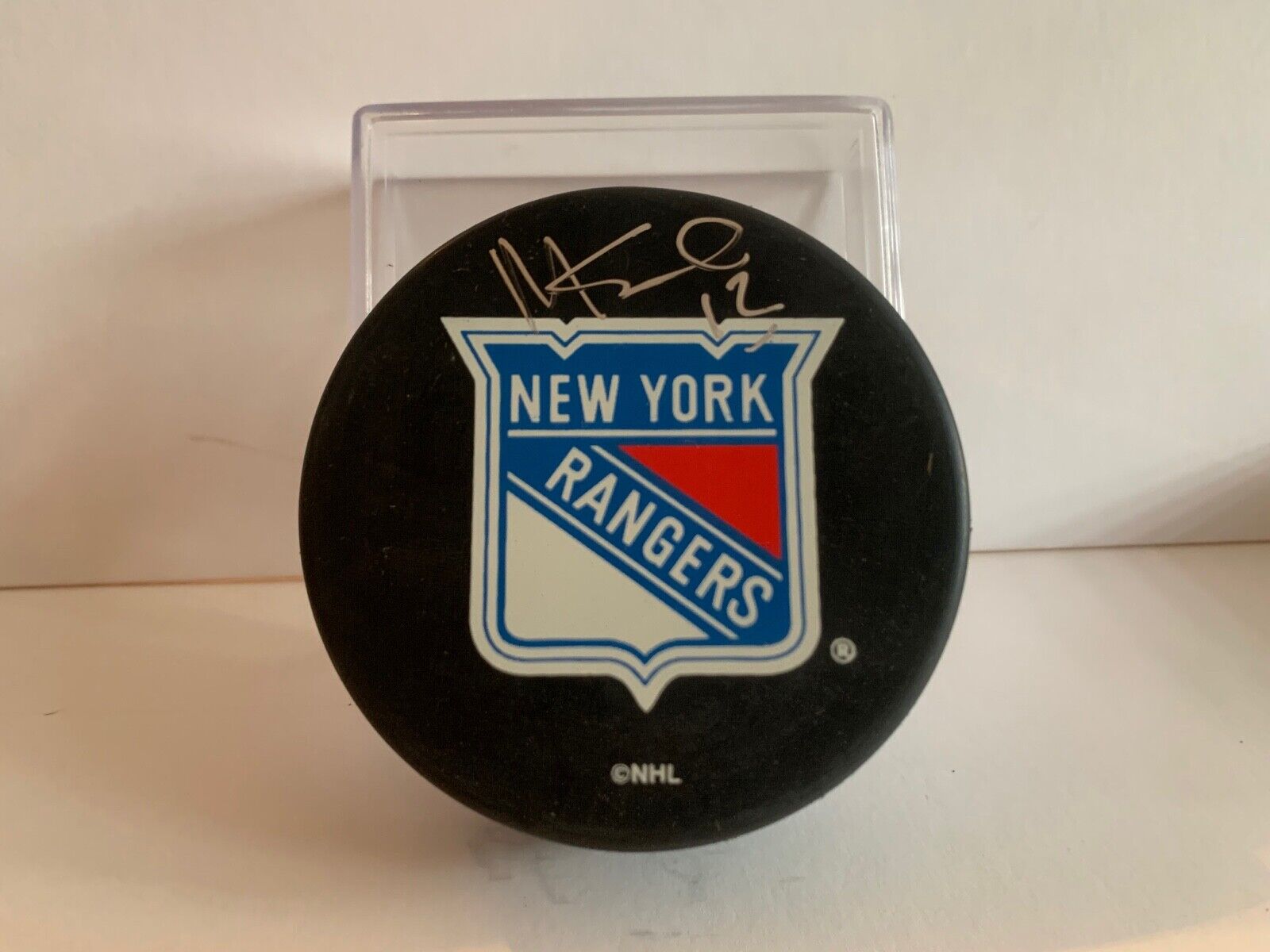 Mike Keane New York Rangers Autographed Official NHL Hockey Puck Team Logo