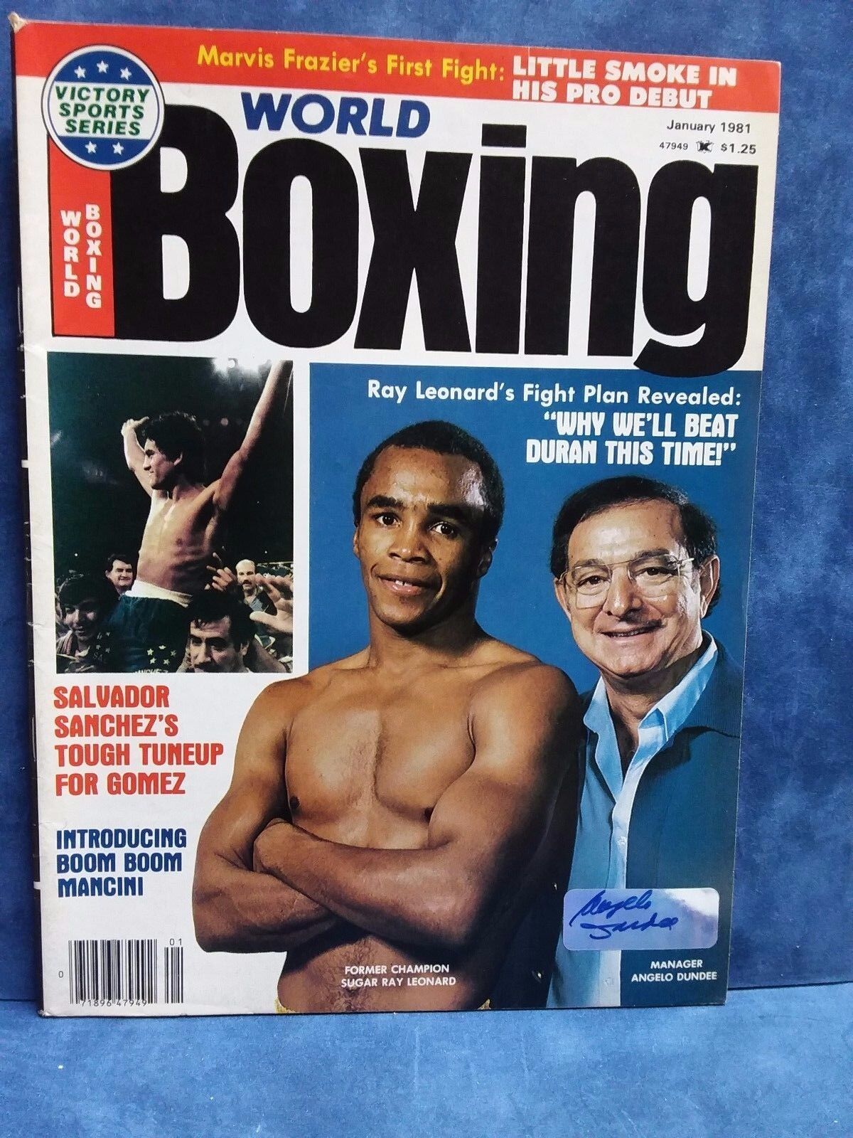 WORLD BOXING MAG SUGAR RAY LEONARD-ANGELO DUNDEE January 1981 Autograph