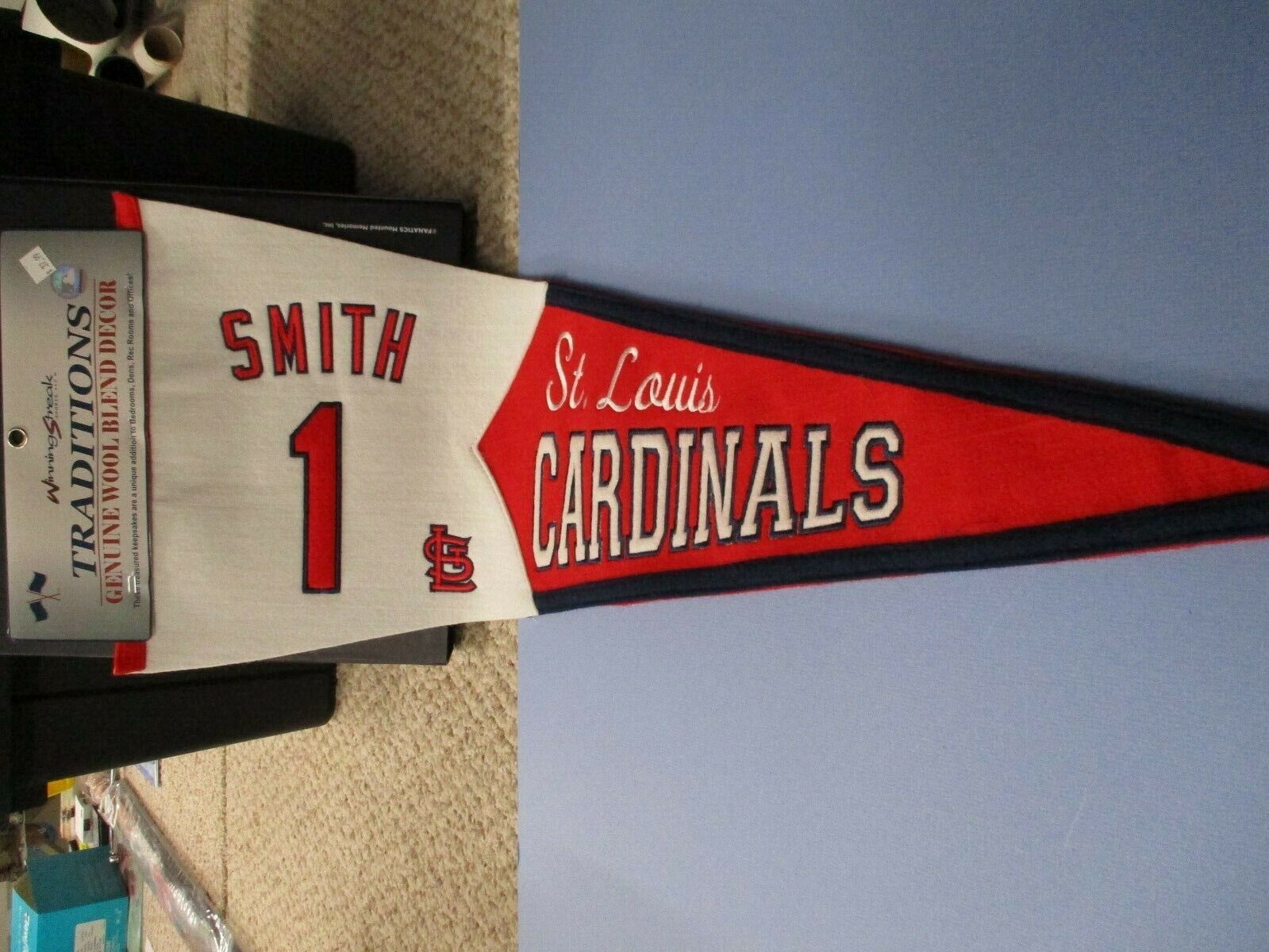 Ozzie Smith #1 Cardinals  Winning Streak Embroidered Wool blend Pennant