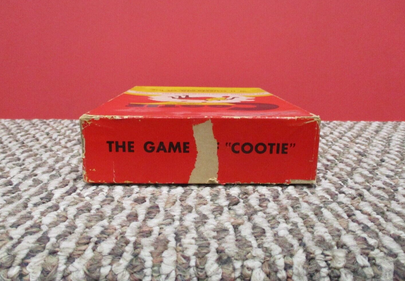 1949 Vintage Cootie Game Box  Is 6x9 Inches Missing 1 Leg Green Heads EX