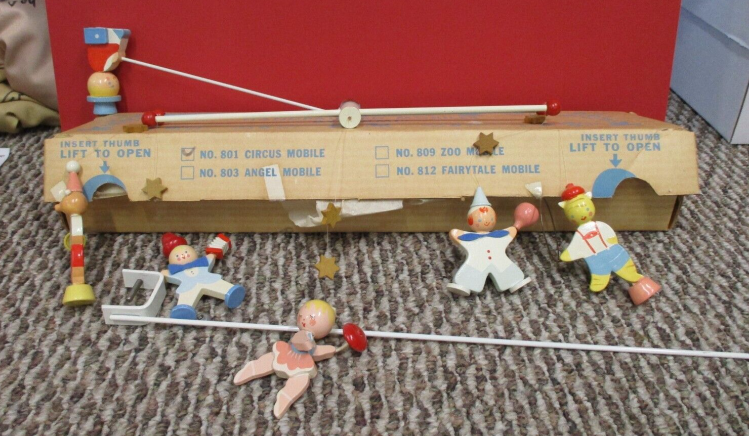 #801 Vintage Old Hand Painted Mobiles By IRMI Circus Baby Mobile Crib Swing