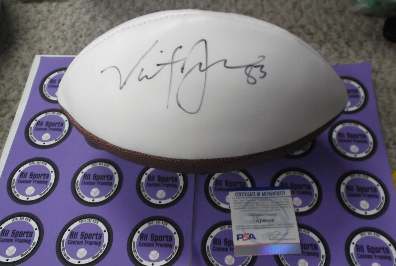 Vincent Jackson Tampa Bay Buccaneers Autographed Football PSA #AJ90230