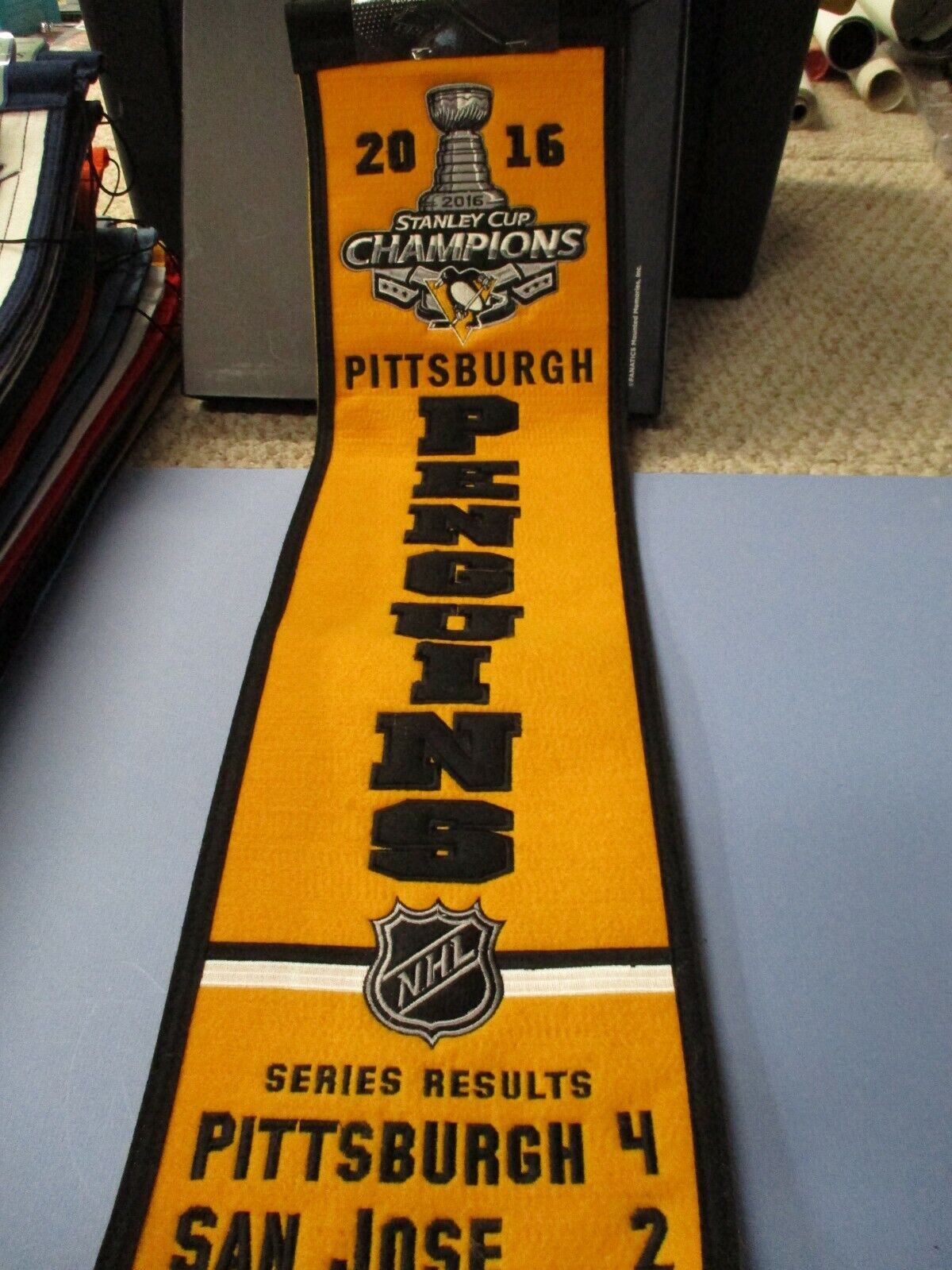 Pittsburgh Penguins 2016 SC Winning Streak  Embroidered Heritage Banner Wool