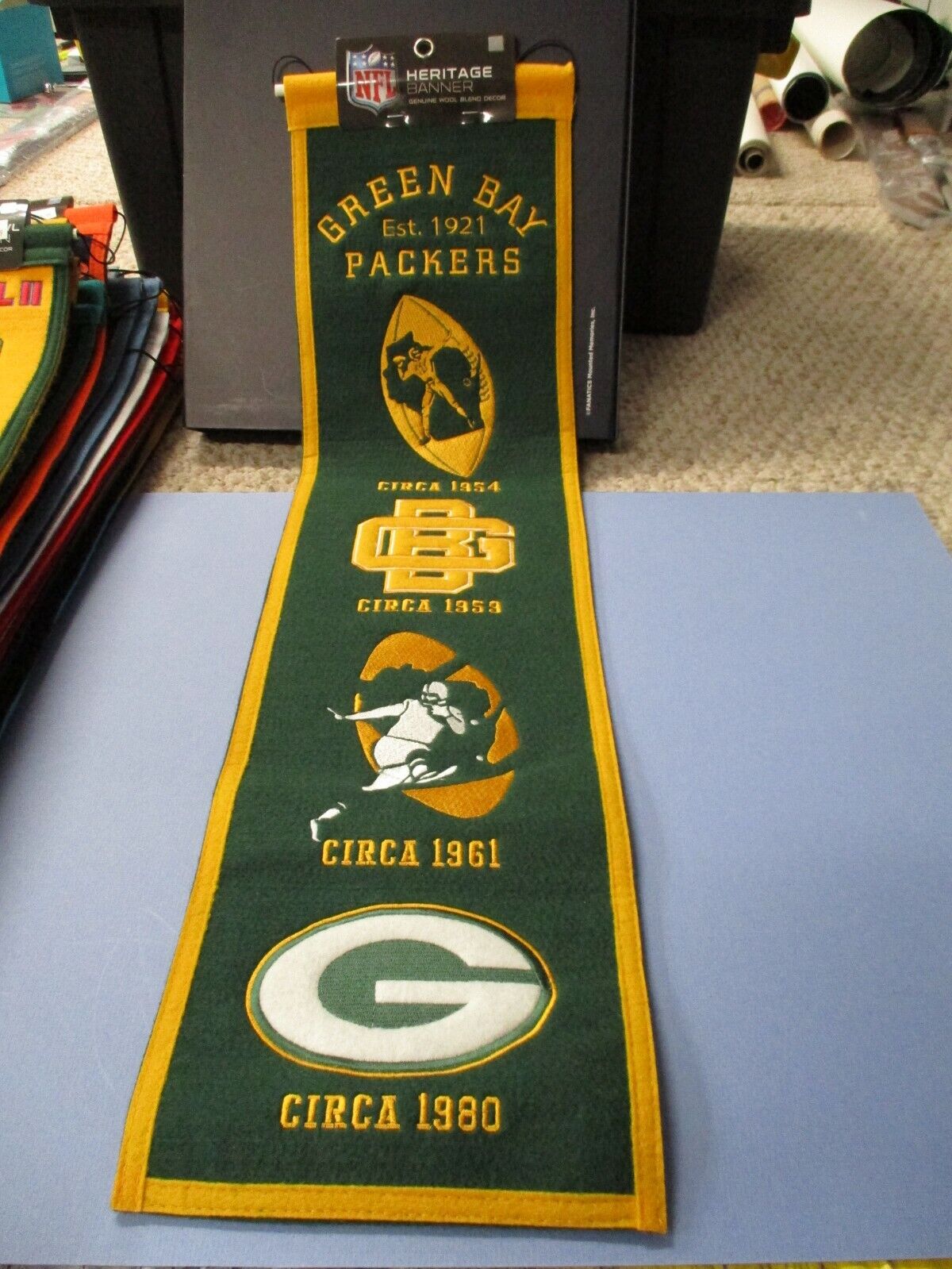 Green Bay Packers Winning Streak  Embroidered Heritage Banner Wool