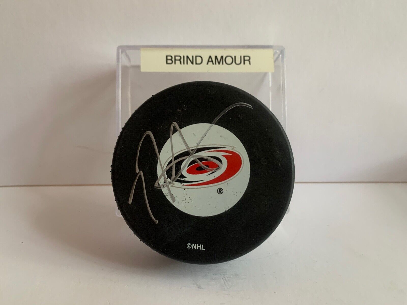 Rob Brindamour Autographed Official NHL Hockey Puck Carolina Hurricanes Logo