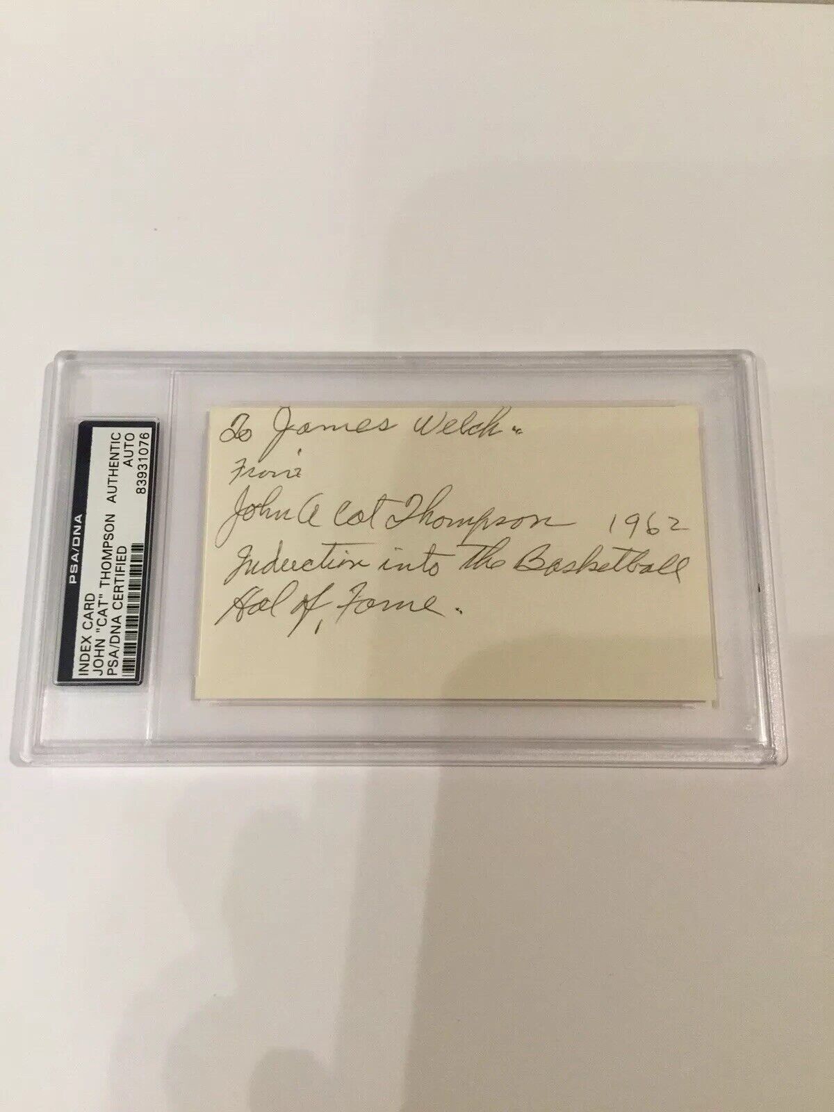 John Cat Thompson Basketball Hall of Famer 1962 Signed Index Card PSA