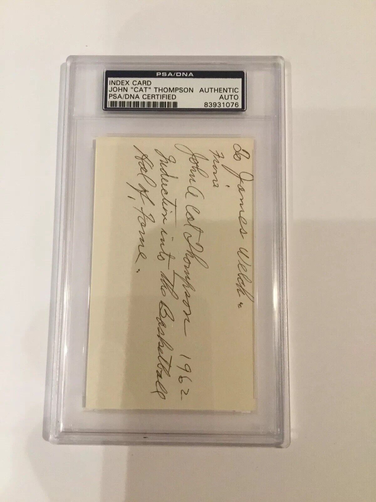 John Cat Thompson Basketball Hall of Famer 1962 Signed Index Card PSA