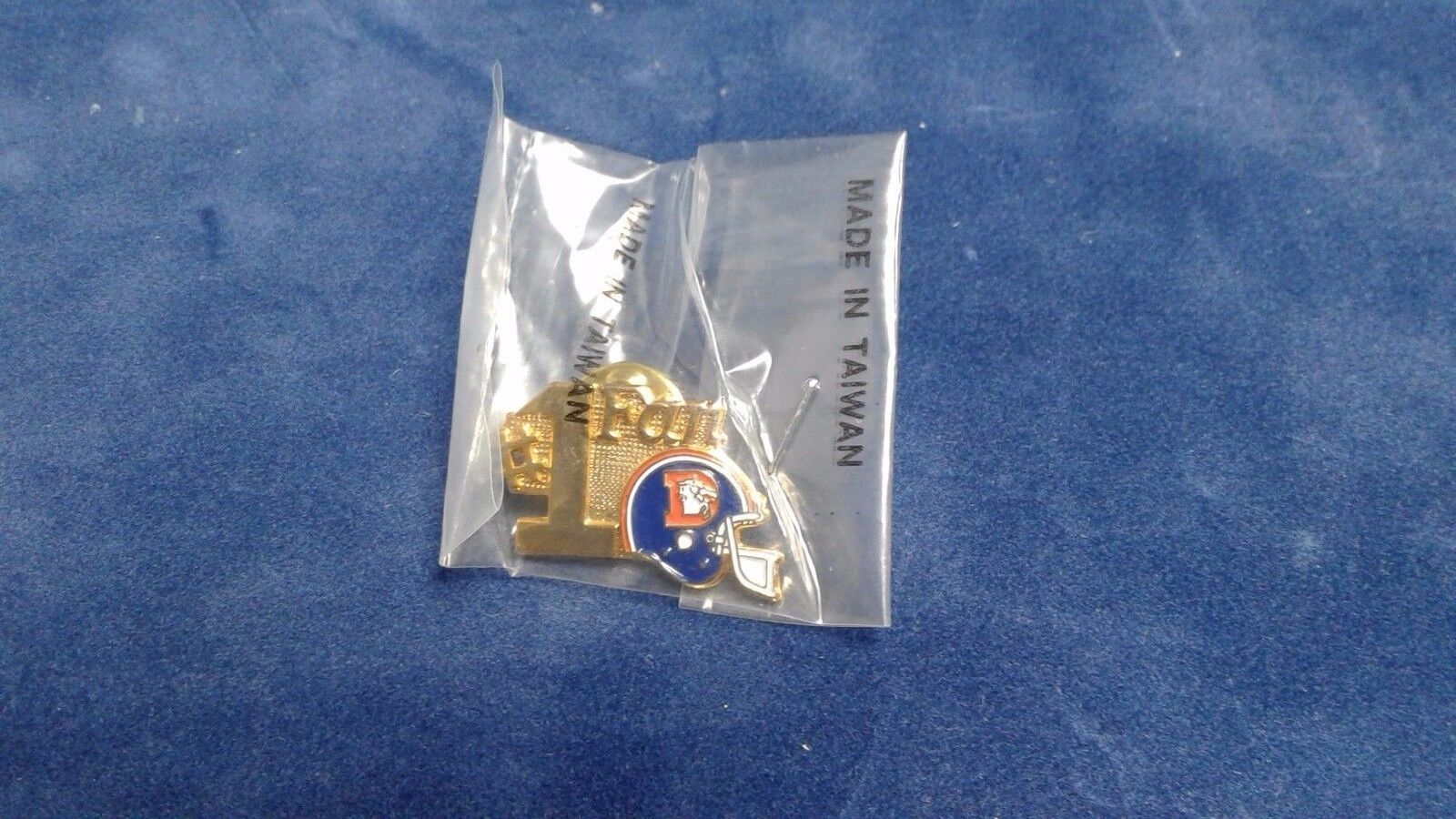 Denver Broncos #1 Fan pin "Goldtone" 5/8 x 1 inches