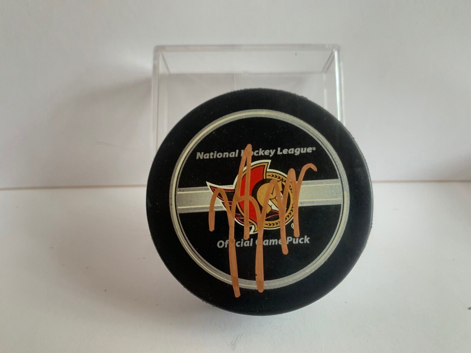 Jason Spezza Ottawa Senators Autographed Official NHL Game Puck Bronze Sharpie