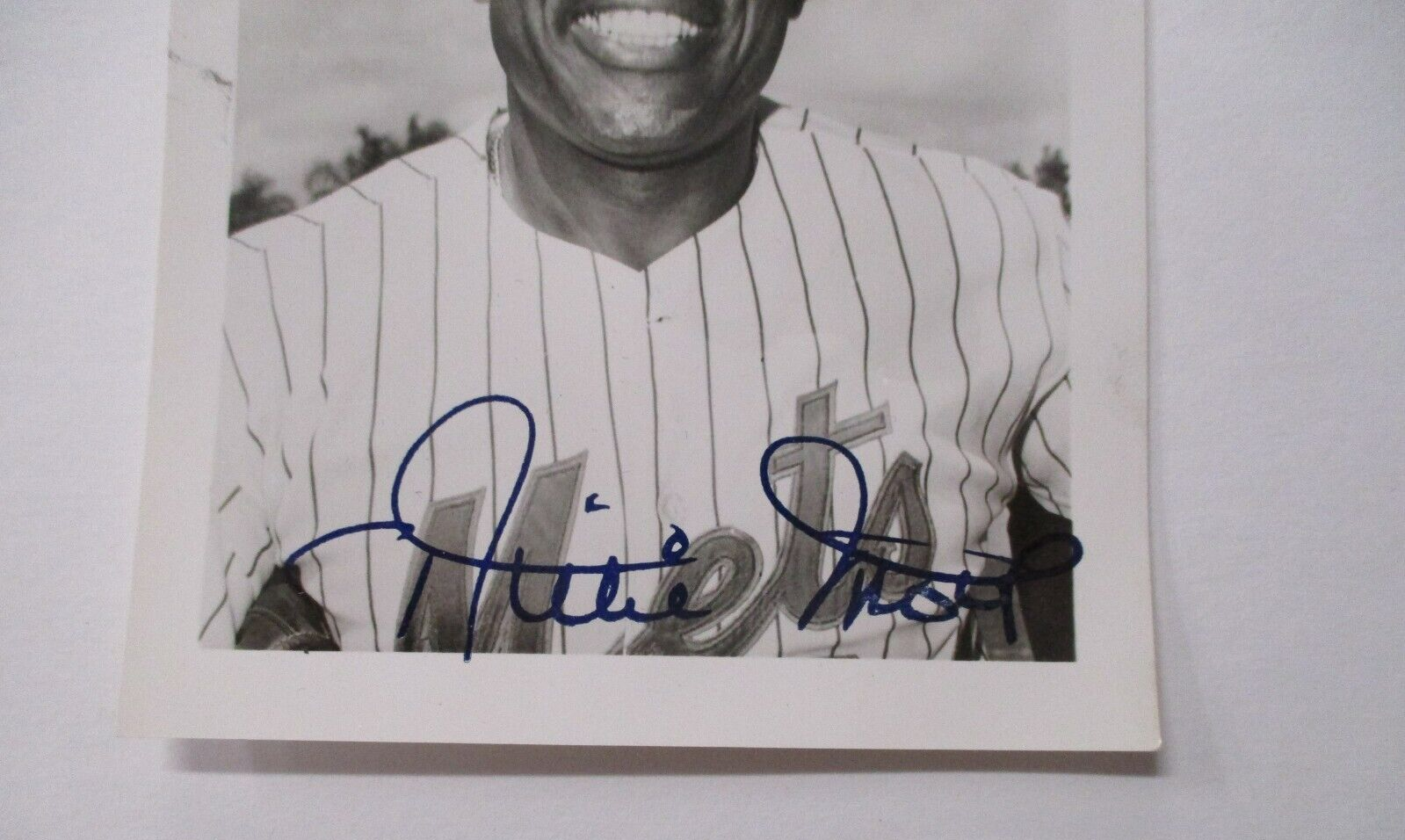 Willie Mays 1973 New York Mets Team Issued 4x5 Stamped Auto Photo