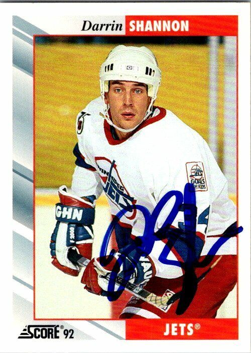 Darrin Shannon Winnipeg Jets Hand Signed 1992-93 Score Hockey Card #36 NM