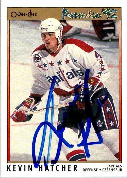 Kevin Hatcher Capitals Hand Signed 1991-92 O-PEE-CHEE Hockey Card #88 NM