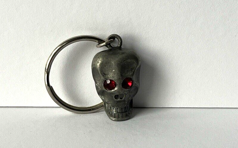 Skull Head With Ruby Eyes Keychain Approximately .5 x 1 Inch