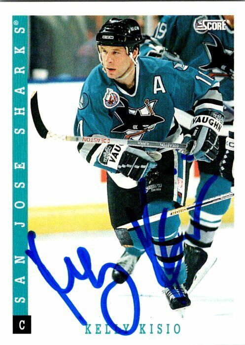 Kelly Kisio San Jose Sharks Hand Signed 1993-94 Score Hockey Card #27 NM