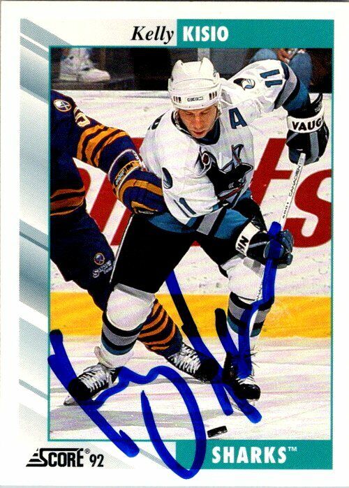 Kelly Kisio San Jose Sharks Hand Signed 1992-93 Score Hockey Card #57 NM