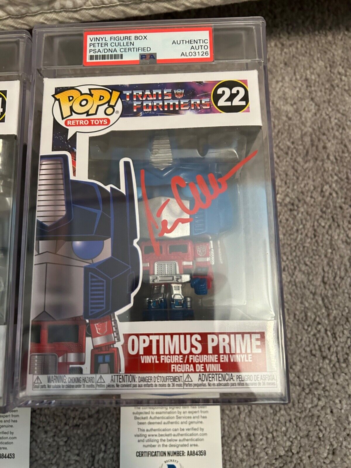 Transformers Autographed Signed Funko Pops by Peter Cullen & Frank Welker PSA