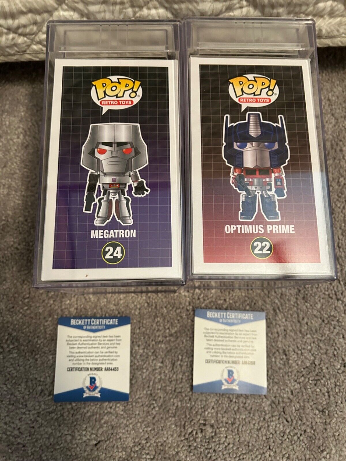 Transformers Autographed Signed Funko Pops by Peter Cullen & Frank Welker PSA