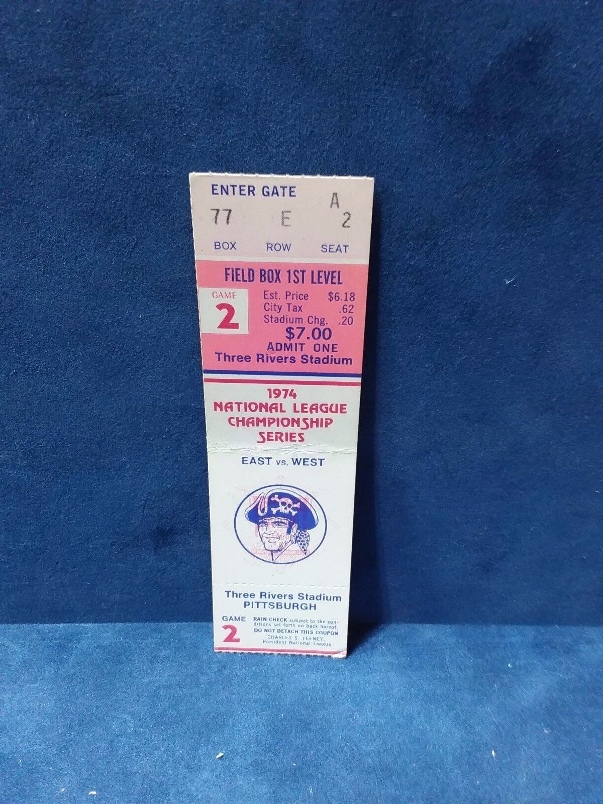 1974 PIRATES NLCS Game 2  BASEBALL PLAYOFF TICKET STUB vs Dodgers